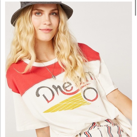Dream On Varsity Tee in Vintage White - Picture 7 of 8